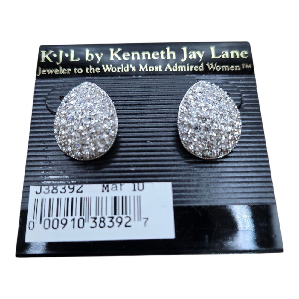 Kenneth Jay Lane Crystal Micro Pave Earrings Pierced Teardrop Wedding Bride